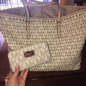 Studded Michael Kors Tote and wallet